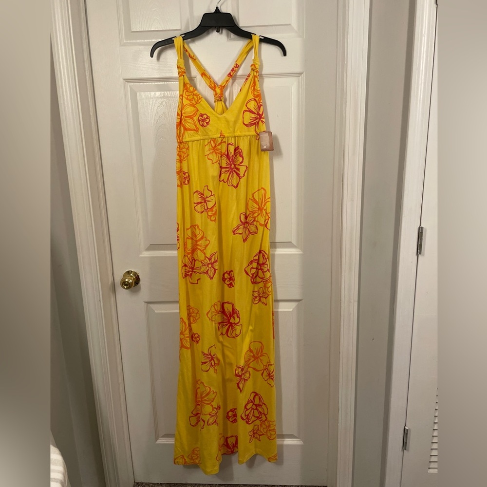 Yellow Floral Maxi Dress. Juniors Size Medium.